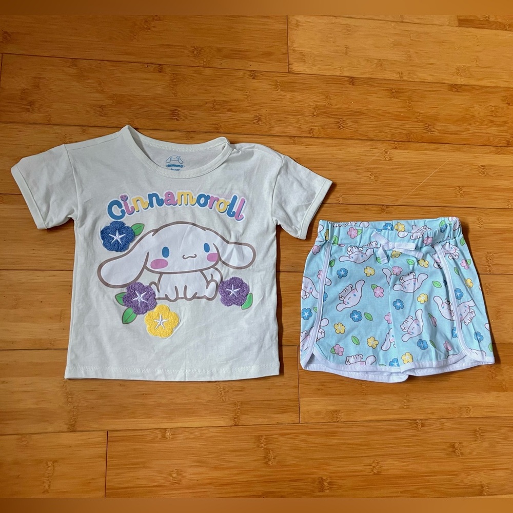 NWT Girls Size 5 Cinnamoroll Outfit - Tee Top & Pull On Shorts Set